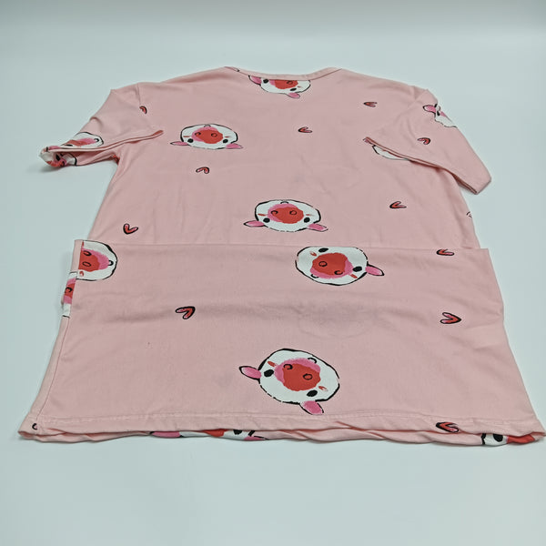 ELOWENLINE Night gowns Comfortable Cute Animal Print Nightgown for Women, Pink Polyester