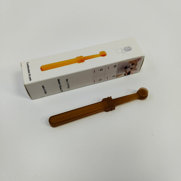 Toothbrushes for pets Silicone Pet Toothbrush, Dental Care Tool for Dogs and Cats, Brown
