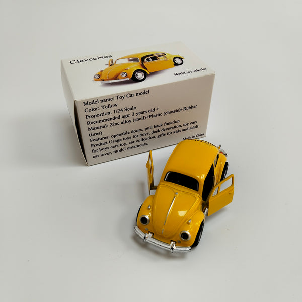 CleveeNes Model toy vehicles 1:24 Scale Classic Car Model with Opening Doors and Pull Back Function, Yellow