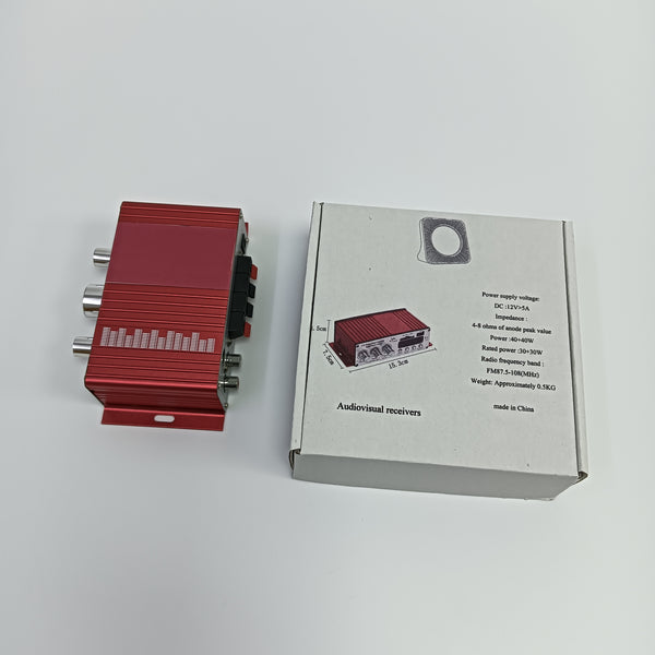 Audiovisual receivers Mini Digital Audio Amplifier with DC 12V Power Supply, Red, Compact Size