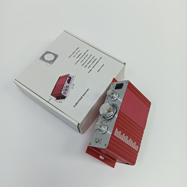 Audiovisual receivers Mini Digital Audio Amplifier with DC 12V Power Supply, Red, Compact Size