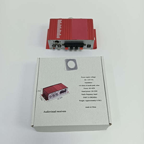 Audiovisual receivers Mini Digital Audio Amplifier with DC 12V Power Supply, Red, Compact Size