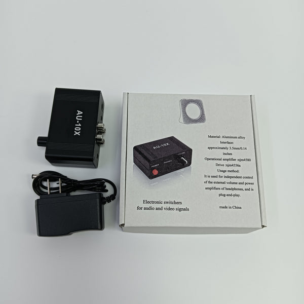 Electronic switchers for audio and video signals Aluminum Alloy Audio Video Signal Switcher, Black, 3.5mm Interface with Power Adapter