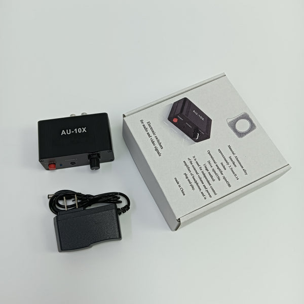 Electronic switchers for audio and video signals Aluminum Alloy Audio Video Signal Switcher, Black, 3.5mm Interface with Power Adapter