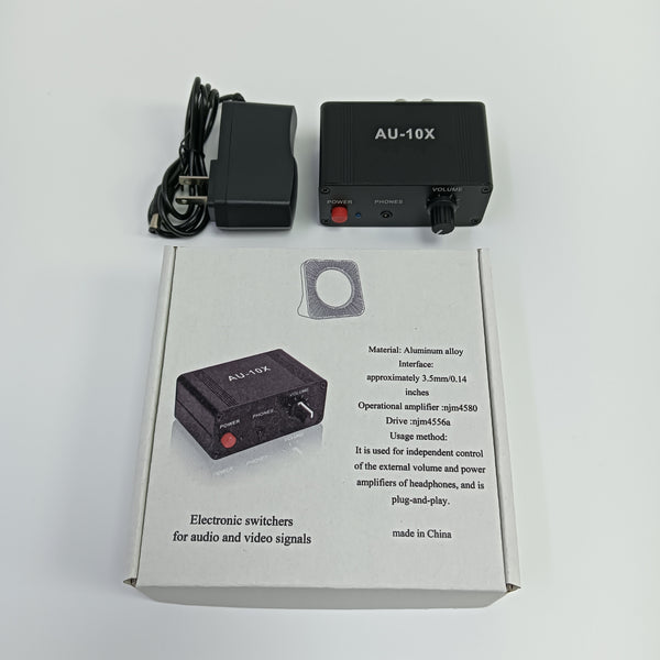 Electronic switchers for audio and video signals Aluminum Alloy Audio Video Signal Switcher, Black, 3.5mm Interface with Power Adapter