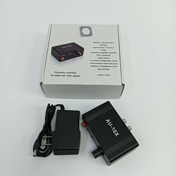 Electronic switchers for audio and video signals Aluminum Alloy Audio Video Signal Switcher, Black, 3.5mm Interface with Power Adapter
