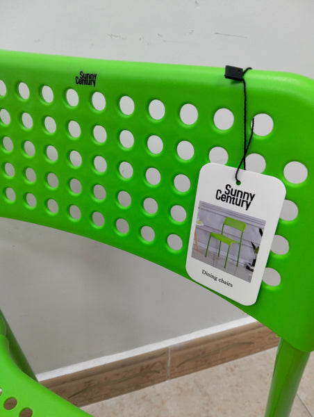Sunny Century Dining chairs Modern Plastic Dining Chair, Bright Green, Perforated Design, Indoor Outdoor Use