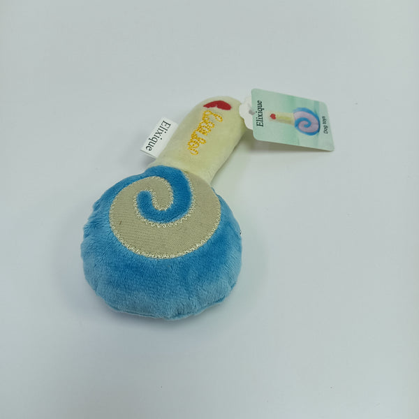 Elixique Dog toys Soft Plush Dog Toy, Blue and Cream Lollipop Design