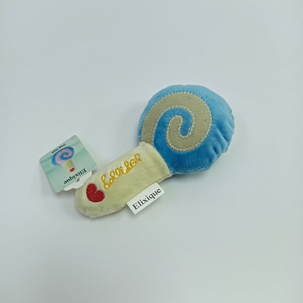 Elixique Dog toys Soft Plush Dog Toy, Blue and Cream Lollipop Design