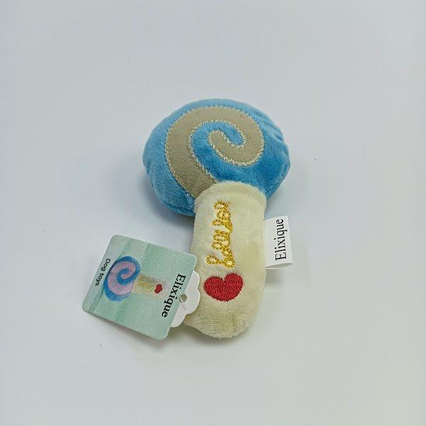 Elixique Dog toys Soft Plush Dog Toy, Blue and Cream Lollipop Design