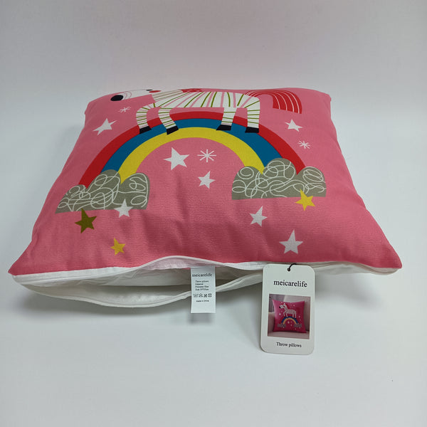 meicarelife Throw pillows Square Decorative Throw Pillow, Pink Rainbow Design, Stars Pattern