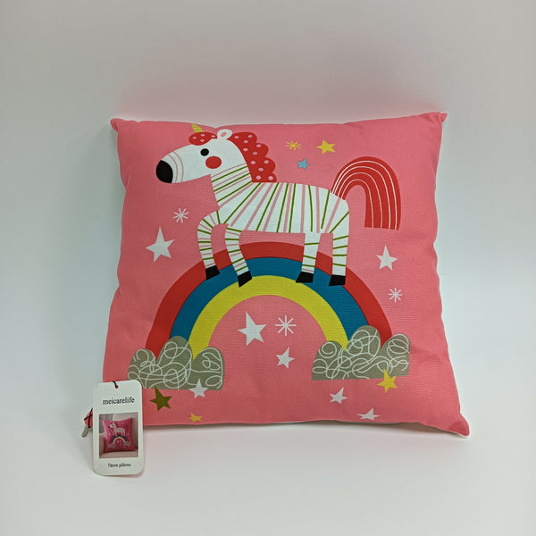 meicarelife Throw pillows Square Decorative Throw Pillow, Pink Rainbow Design, Stars Pattern