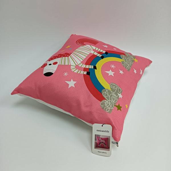 meicarelife Throw pillows Square Decorative Throw Pillow, Pink Rainbow Design, Stars Pattern