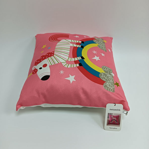 meicarelife Throw pillows Square Decorative Throw Pillow, Pink Rainbow Design, Stars Pattern