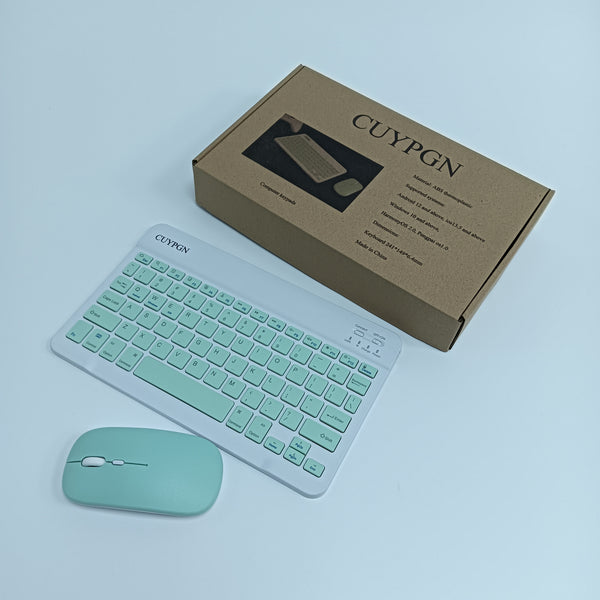 CUYPGN Computer keypads Rechargeable Wireless Computer Keyboard, Mint Green and White