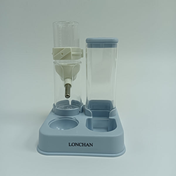 LONCHAN Feeding vessels for pets Pet Feeding Station with Water Bottle and Food Storage Container, 2-in-1 Automatic Dispenser, Blue