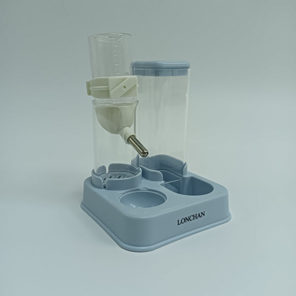 LONCHAN Feeding vessels for pets Pet Feeding Station with Water Bottle and Food Storage Container, 2-in-1 Automatic Dispenser, Blue