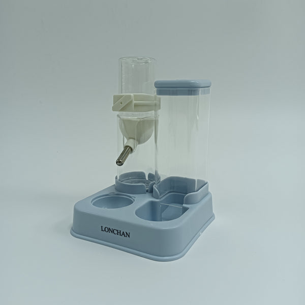 LONCHAN Feeding vessels for pets Pet Feeding Station with Water Bottle and Food Storage Container, 2-in-1 Automatic Dispenser, Blue