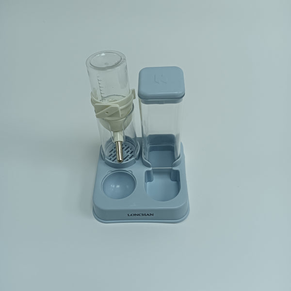 LONCHAN Feeding vessels for pets Pet Feeding Station with Water Bottle and Food Storage Container, 2-in-1 Automatic Dispenser, Blue