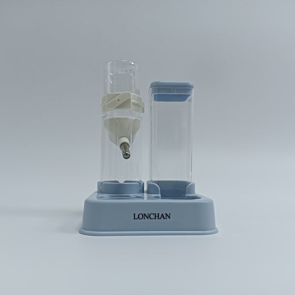 LONCHAN Feeding vessels for pets Pet Feeding Station with Water Bottle and Food Storage Container, 2-in-1 Automatic Dispenser, Blue