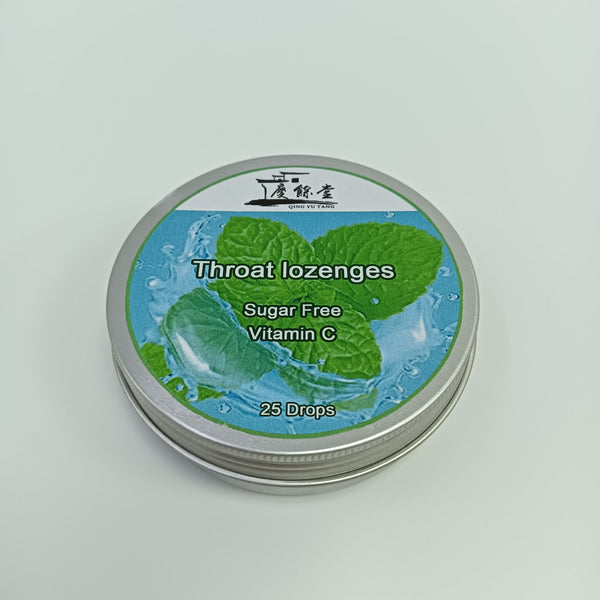 QING YU TANG Throat lozenges 25 Drops Throat Lozenges, Sugar Free with Vitamin C, Soothing Relief for Sore Throats, Mint Flavor