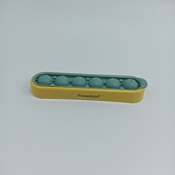 Feouslairf ice cube moulds 6-Cavity Silicone Ice Cube Tray with Lid, Yellow and Sage Green