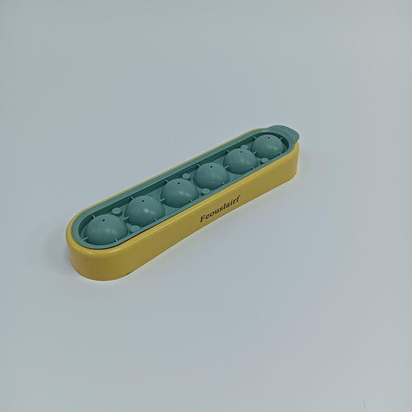 Feouslairf ice cube moulds 6-Cavity Silicone Ice Cube Tray with Lid, Yellow and Sage Green