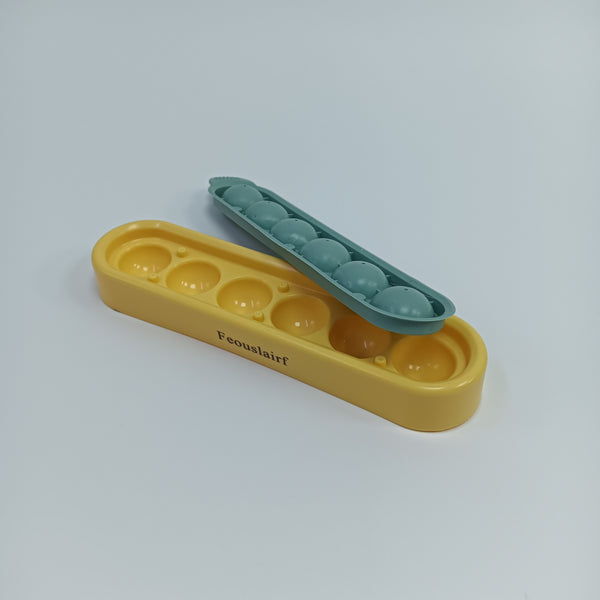 Feouslairf ice cube moulds 6-Cavity Silicone Ice Cube Tray with Lid, Yellow and Sage Green