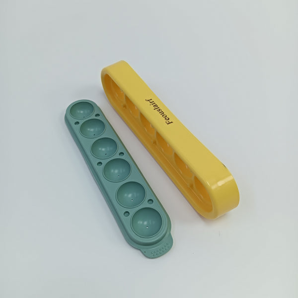 Feouslairf ice cube moulds 6-Cavity Silicone Ice Cube Tray with Lid, Yellow and Sage Green