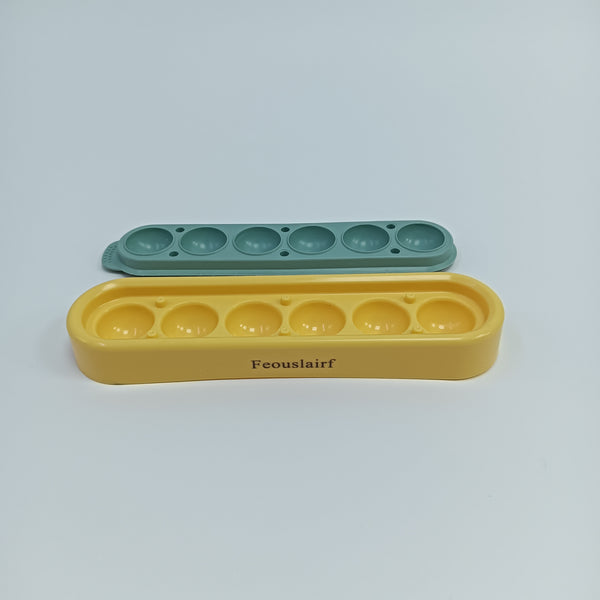 Feouslairf ice cube moulds 6-Cavity Silicone Ice Cube Tray with Lid, Yellow and Sage Green