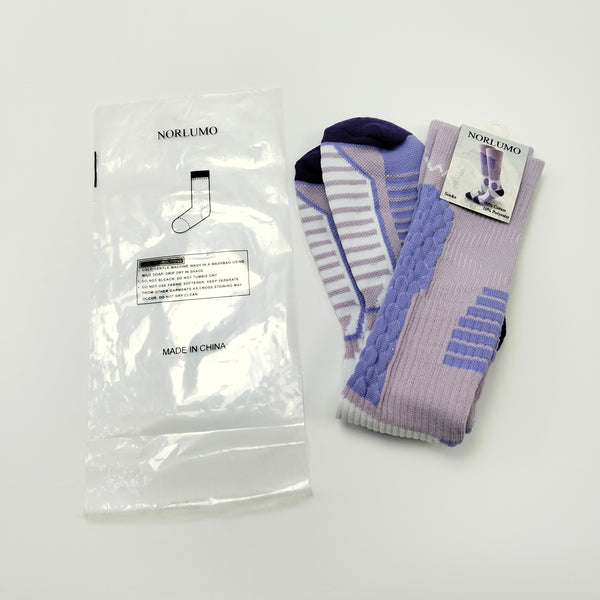 NORLUMO Socks Comfortable and Soft Athletic Socks, Purple and White Striped Pattern with Black Accents