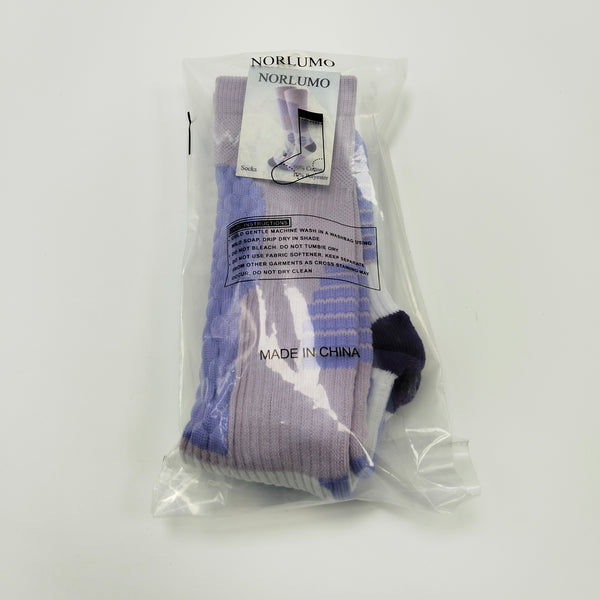 NORLUMO Socks Comfortable and Soft Athletic Socks, Purple and White Striped Pattern with Black Accents