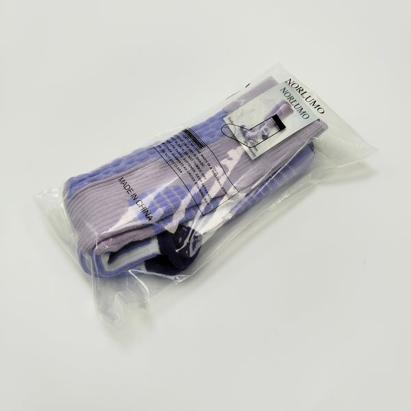 NORLUMO Socks Comfortable and Soft Athletic Socks, Purple and White Striped Pattern with Black Accents