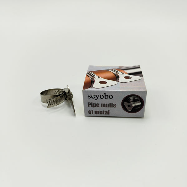 seyobo Pipe muffs of metal Stainless Steel Hose Clamp for Pipe, Silver, Adjustable Band Design