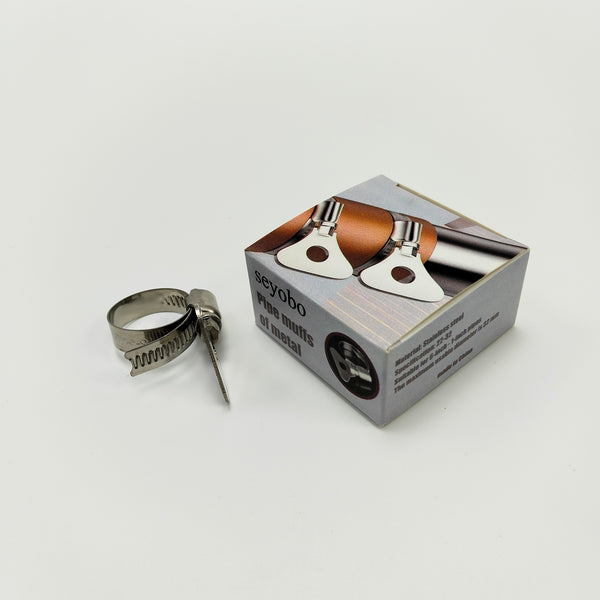 seyobo Pipe muffs of metal Stainless Steel Hose Clamp for Pipe, Silver, Adjustable Band Design