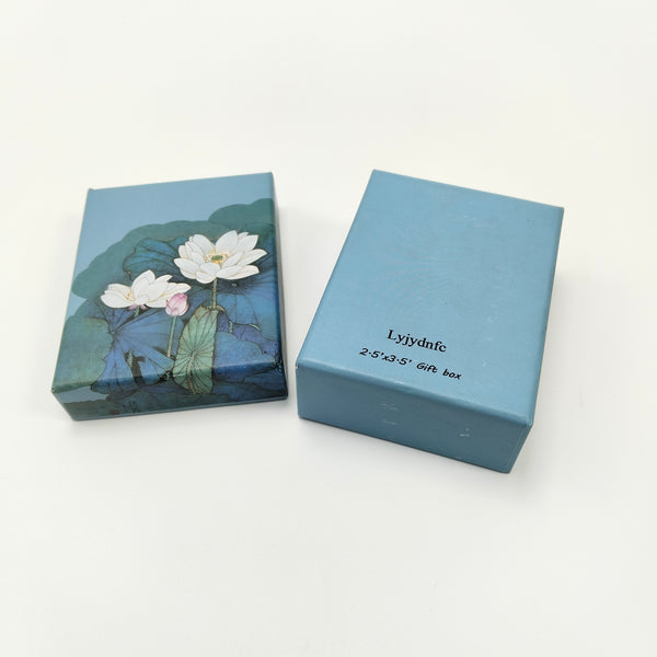 Lyjydnfc Gift boxes Decorative Gift Box with Lotus Flower Design, Blue, 2.5x3.5 Inches