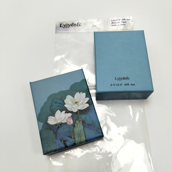 Lyjydnfc Gift boxes Decorative Gift Box with Lotus Flower Design, Blue, 2.5x3.5 Inches