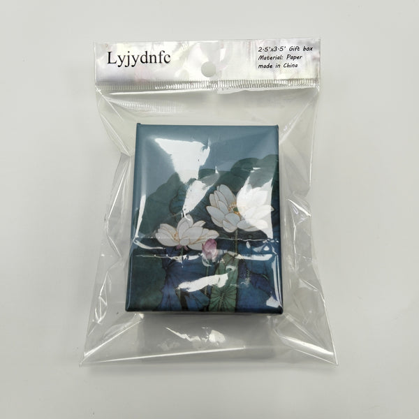 Lyjydnfc Gift boxes Decorative Gift Box with Lotus Flower Design, Blue, 2.5x3.5 Inches