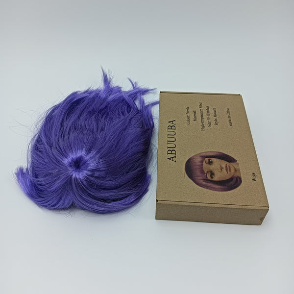 ABUUUBA Wigs Purple Wig, Synthetic Fiber, Modern Style, 10-11 Inches