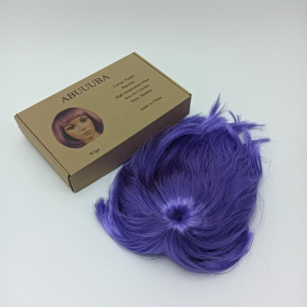 ABUUUBA Wigs Purple Wig, Synthetic Fiber, Modern Style, 10-11 Inches