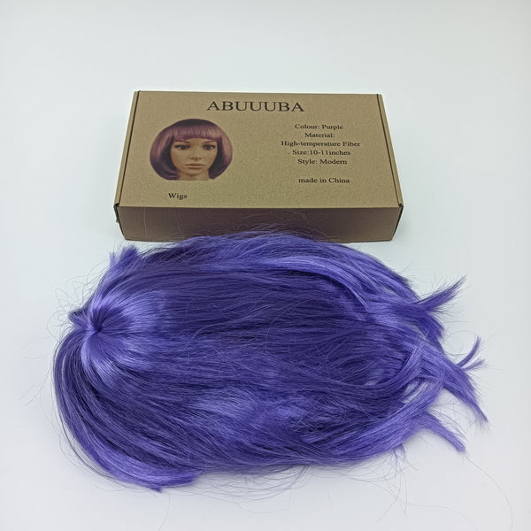 ABUUUBA Wigs Purple Wig, Synthetic Fiber, Modern Style, 10-11 Inches