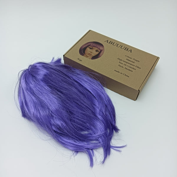 ABUUUBA Wigs Purple Wig, Synthetic Fiber, Modern Style, 10-11 Inches