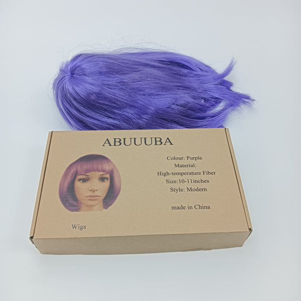 ABUUUBA Wigs Purple Wig, Synthetic Fiber, Modern Style, 10-11 Inches