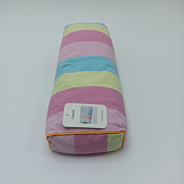 Amsel Yoga cushions Bolster Cushion for Yoga and Meditation, Pastel Rainbow Striped Pattern