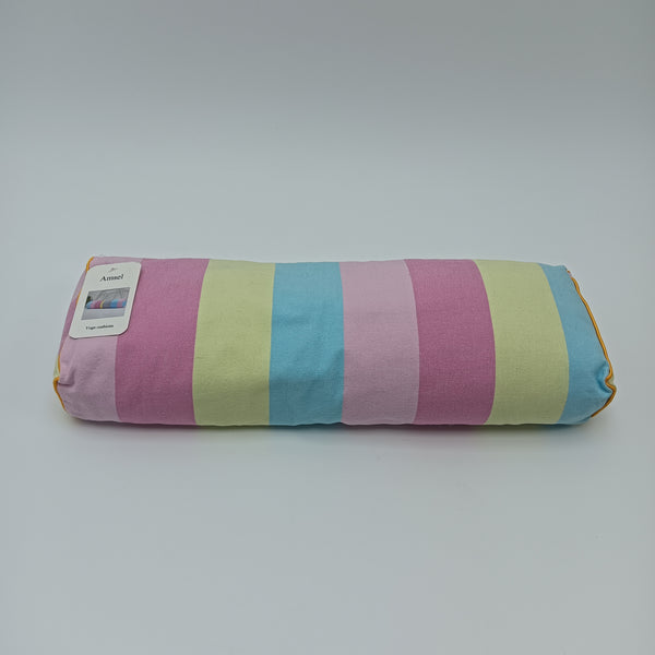 Amsel Yoga cushions Bolster Cushion for Yoga and Meditation, Pastel Rainbow Striped Pattern