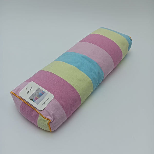 Amsel Yoga cushions Bolster Cushion for Yoga and Meditation, Pastel Rainbow Striped Pattern