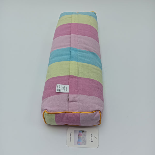Amsel Yoga cushions Bolster Cushion for Yoga and Meditation, Pastel Rainbow Striped Pattern