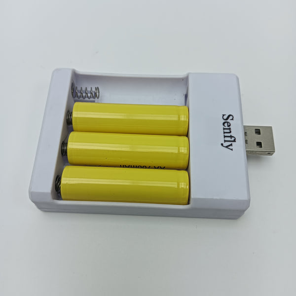 Senfly Batteries and battery chargers USB Battery Charger for AA AAA Rechargeable Batteries, 4-Slot Charging Station, White