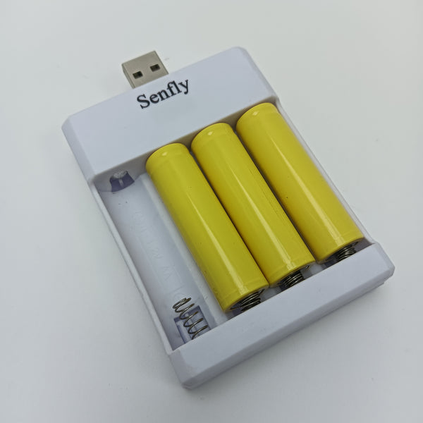 Senfly Batteries and battery chargers USB Battery Charger for AA AAA Rechargeable Batteries, 4-Slot Charging Station, White