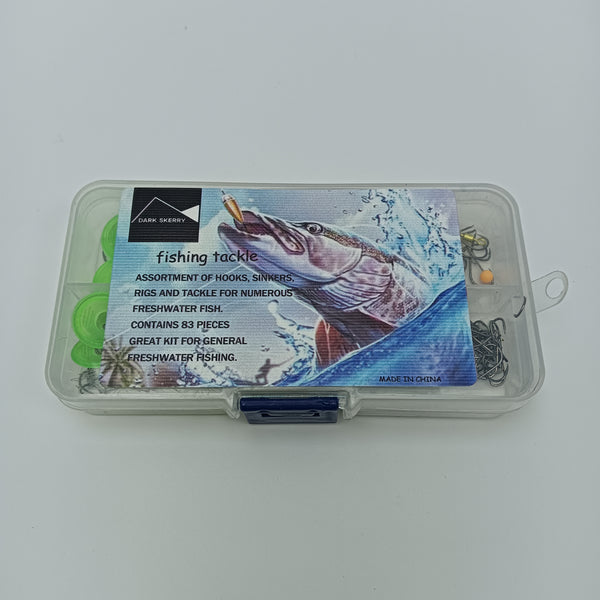 DARK SKERRY fishing tackle 83 Pieces Assortment with Hooks, Sinkers, Rigs for Freshwater Fish
